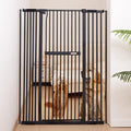 No Pawblems 55.1" Extra Tall Pet Gate, 29.9"-44.4" Wide Cat/Dog Gate, Black | No Drilling Pressure Mounted, 1.37" Narrow Bar Spacing, Auto Close Tall Cat Gate for Doorway Hallway, One-Hand Operation