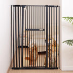 No Pawblems 55.1" Extra Tall Pet Gate, 29.9"-44.4" Wide Cat/Dog Gate, Black | No Drilling Pressure Mounted, 1.37" Narrow Bar Spacing, Auto Close Tall Cat Gate for Doorway Hallway, One-Hand Operation