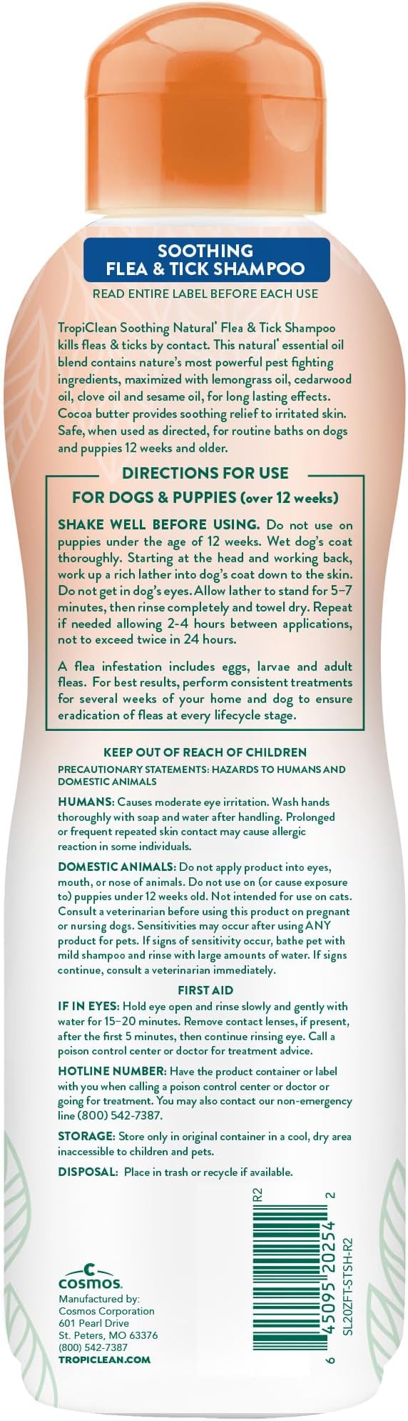 TropiClean Soothing Flea and Tick Shampoo for Dogs, Powerful & Natural Defense, for Large & Small Dogs, Made in USA, 20oz | Soothing Formula | Powerful & Natural Defense | For Large & Small Dogs | Made in USA