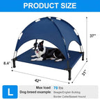 Elevated Dog Bed with Canopy, 42in Raised Pet Cot for Medium/Large Dogs up to 70lbs, Outdoor Portable Dog Tent with Removable Sun Shade & Breathable Mesh for Camping, Beach, and Backyard
