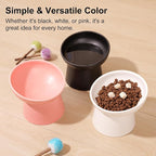 YauYik Small Raised Cat Bowls, Ceramic Tilted Elevated Food or Water Bowls, Stress Free, Backflow Prevention, Dishwasher & Microwave Safe, Lead & Cadmium Free, White