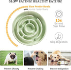 Ceramic Slow Feeder Dog Bowl,1.5 Cups Pet Slow Feeder for Small and Medium Breed,Puzzle Dog Food Dish,Anti-Gulping,Stop Bloat,Preventing Choking(Green)