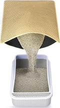 Cat Litter Mat Litter Trapping Mats, Large Kitty Litter Box Mat, 35x25in | Double-Layer Honeycomb Litter Catcher Mat to Less Mess, Waterproof and Non-Slip Bottom, Keeps Floor Clean(Khaki)