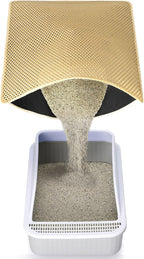 Cat Litter Mat Litter Trapping Mats, Large Kitty Litter Box Mat, 35x25in | Double-Layer Honeycomb Litter Catcher Mat to Less Mess, Waterproof and Non-Slip Bottom, Keeps Floor Clean(Khaki)