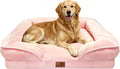 Spotted Play Orthopedic Dog Bed with Sides - Sofa Beds for Extra Large Dogs, Supportive Foam Pet Couch Bed with Washable Removable Cover, Waterproof Lining and Non-Slip Bottom, Pink - XL