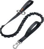 EXCELLENT ELITE SPANKER Tactical Military Bungee Nylon Dog Leash Adjustable | Adjustable No Pull Leads Rope Quick Release with 2 Control Handle heavy duty durable for training huntingfor medium large dog
