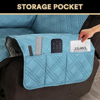 Recliner Cover 100% Waterproof Couch Cover Sofa Cover for Living Room Water Resistant Furniture Protector with Elastic Straps for Pets Dog(Recliner28,Smoke Blue)