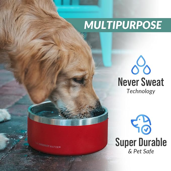 Coldest Dog Bowl - Anti Rust Metal, Non Slip, 3 Layers Insulated Stainless Steel Dog Bowls - Spill Proof & Heavy Duty - Water Bowl for Dogs, Cats & Pets, Dish Washer Safe (200 oz, Galaxy Purple)