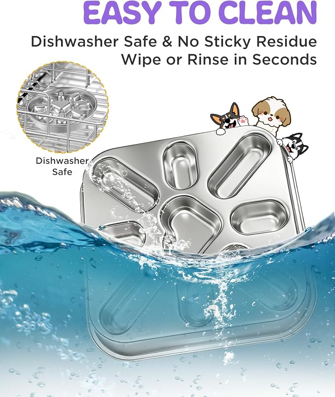 2-Pack Slow Feeder Dog Bowls with Non-Slip Mat, Stainless Steel Slow Feeder for Small & Medium Dogs, 2.5 Cups Pet Bowl for Slows Down Eating, Dishwasher Safe, Anti-Gulping Dog Bowl