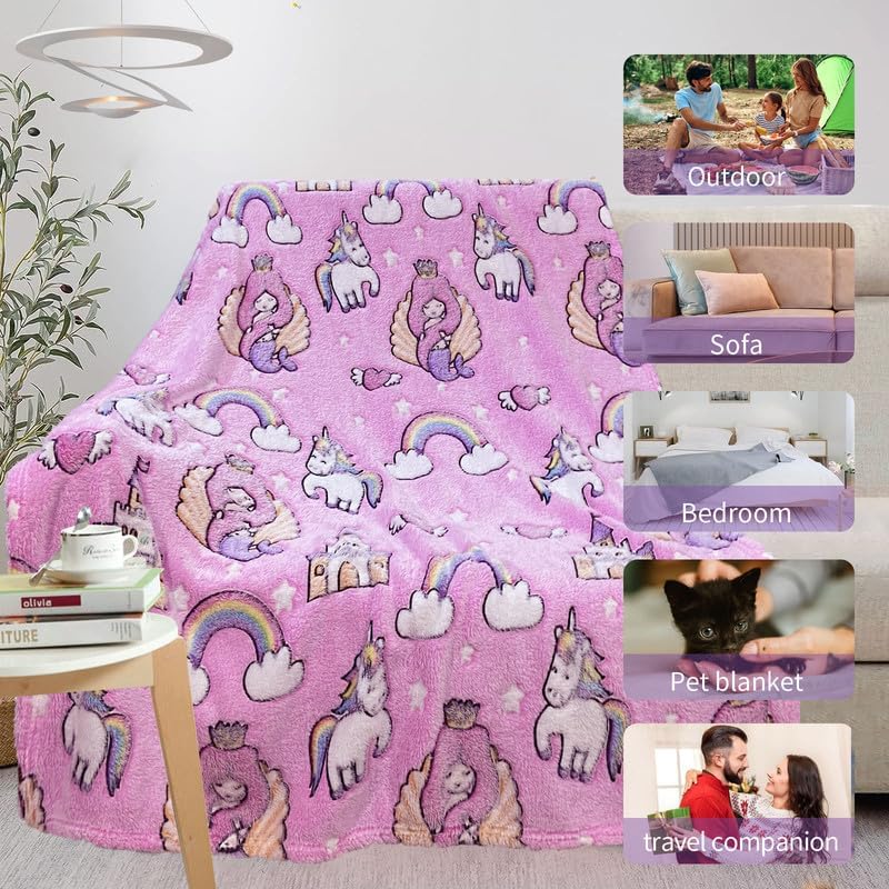 COMFAR Mermaid Blanket for Girls 4-6, Gifts Girls, Kids Blankets Toddler Kids, Personalized Baby Cute Teen Girls,Birthday 50inx 60in - Image 5