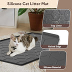 Garoopion Silicone Cat Litter Mat 34×22 inch, Easy to Clean, Black | Waterproof Silicone Mat with Raised Edges, Catch Litter, Protect Floor from Urine, Multi-Use for Dog/Sink/Kitchen/Boots