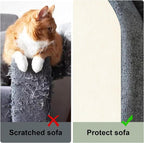 SREBAY Cat Scratch Couch Furniture Protector, Self-Adhesive Scratch Pad | 78.7x15.8In Thickened, DIY Climbing Cat Carpet Mat for Door Window Protector, Couch Guard from Claw with Pins&Tape, OffWhite