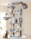 Taoqimiao 76in Cat Tree, Tall Sturdy Cat Tower for Large Indoor Cats MS046W | Easy assembly, Sturdy, Multi Level, Easy Clean, Cozy Condo, Perches, Baskets, Suitable for Kittens and Adult Cats