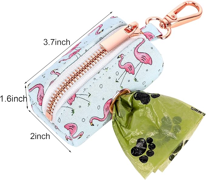 ARING PET Dog Waste Bag Dispenser, Cotton Doggy Poop Bags Holders Attach to Any Leashes, Portable Washable Plaid Pet Waste Pouch Dispenser with Metal Zipper