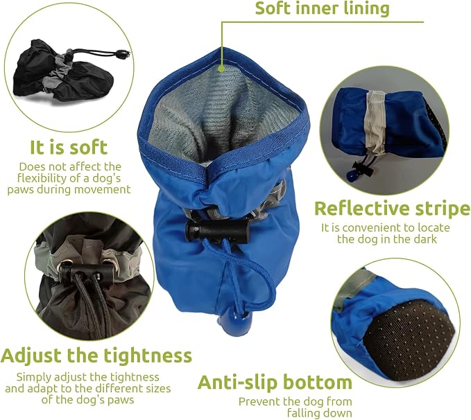 Non-Slip Dog Cat Boots with Reflective Straps, Pet Shoes for Medium Large Dogs Outside, Paw Protectors for Summer Hot Pavement, Indoor Hardwood Floor (Black, 6)