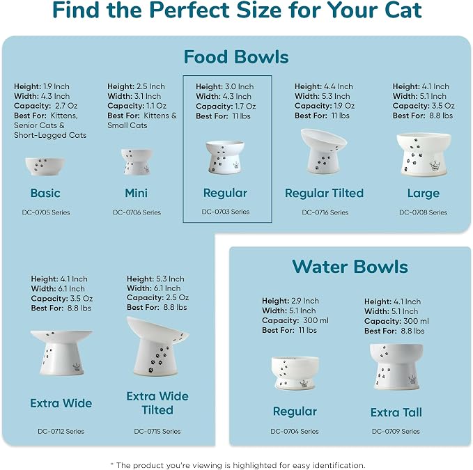 Necoichi Ceramic Elevated Cat Food Bowl (Sakura, Regular Flat)