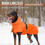 BRKURLEG Dog Raincoat, Waterproof Rain Jacket with Hood, Orange, XL | Adjustable Windproof Rainproof Jacket with Leash Hole, Reflective Breathable Rain Coat Poncho, for Small to Large Dogs
