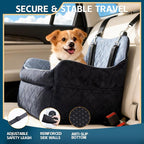 Dog Car Seat for Small Dogs, Elevated Booster Seat with Leash | Washable Pet Travel Bed with Anti-Slip Base, Cozy Padded Car Seat for Dogs Up to 30 lbs, Secure & Comfortable Road Trips