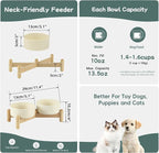 Havniva Elevated Dog Bowls Ceramic Dog Bowls with Stand, Dog Food Bowl | 5.1” Raised Dog Bowls with Non-Slip Wood Stand, Dog Food and Water Bowl Set, Double Dog Feeding Bowls for Small Dogs