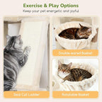 Globlazer Extra Large Cat Tree Tower 80in XXL Tall Cat Tree for Multiple Indoor Cats Large Adult Kittens with Scratching Posts, 2 Widened Perches, Adjustable Baskets, 2 Cozy Cat Condos, S80G, Beige