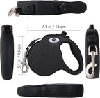 16 ft Retractable Dog Leash for Large Dogs up to 110 lbs,Tangle-Free Nylon Tape,Black L