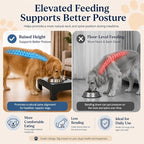 Raised Dog Fountain Stand with Absorbent Diatomite Mat, Adjustable 3.5" & 6" Dog Water Bowl Stand, Helps Keep Floors Dry, Elevated Pet Fountain Base for Dog Fountains, Feeders & Bowls(Stand Only)