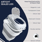 Dog Food Storage Container 30-35 lb, Airtight Collapsible Cute Dog Food Container with Wheels & Scoop, Stackable Pet Food Storage Container for Dog & Cat Food