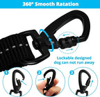 Rope Dog Leash 6 FT: Heavy Duty Leashes with Swivel Lockable Hook Reflective Threads Bungee and Padded Handle - Dog Lead for Large Small Medium Dogs Outside Walking Hiking Blue Black