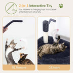 Globlazer F74B Cat Tree for Indoor Cats Large Adult, Multi-Cat, Dark Grey | Easy Setup, 74in Tall Tower, Oversized Top Perch, 2 Large Condos, Hanging Basket, 5 Sisal Scratching Posts, Anti-Topple Strap