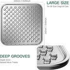 Lick Mat for Dogs & Cats, Double-Wall Stainless Steel, Large-2Pack | Chew-Proof, Anxiety Reducer, Whisker-Friendly for Cats, Non-Slip Heavy Duty Base, Raw Feeding Pad, Dishwasher Safe