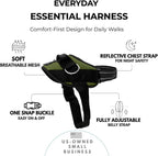 ShawnCo Essential Dog Harness, No-Pull Pet Vest with 3 Leash Clips, No Choke, Reflective, Adjustable and Padded, for Easy Walking and Training for Small, Medium and Large Dogs (Olive Green, XL)
