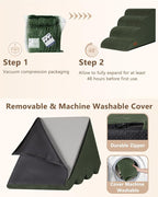Aodisman Dog Steps for Bed or Couch,4 Step Pet Stairs for Small Dogs & Cat | Curved dog ramp help small dogs, senior cats and puppies get on and off couches and beds, non-slip bottom, 17.4" H,Green