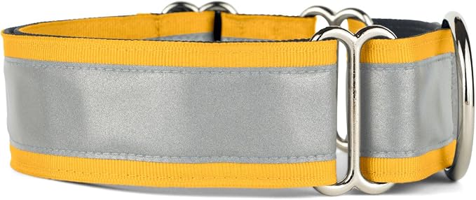 If It Barks - 1.5" Reflective Martingale Collar for Dogs - Adjustable - Made in USA - Strong, Durable, and Comfy - Ideal for Training - Suitable for Most Breeds - Medium, Yellow Gold