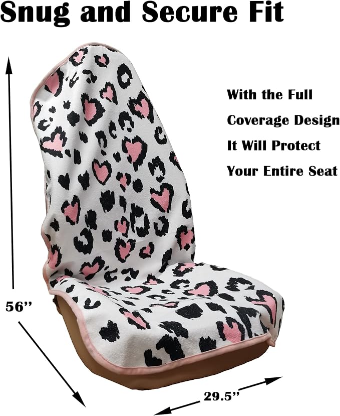 Car Seat Cover Protector Front Seats,for Gym Workout,Running,Swimming,Beach and Hiking,Waterproof Sweat Towel Bucket Seat Covers for Cars SUV Trucks (Leopard Print, 1Pcs)
