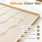 Songrey Silicone Cat Litter Mat 34" x 22", Large Litter Trapping Mat, Beige | Waterproof, Urine-Proof Litter Box Mat for Floor, Soft on Kitty Paws, Easy To Clean, Cat Supplies, Pet Feeding Mat