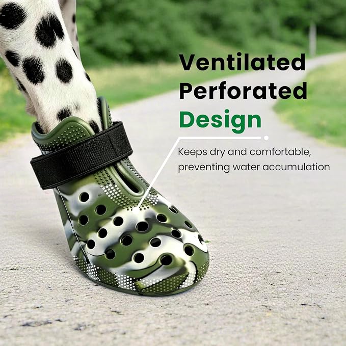 Dog Shoes for Hot Pavement - Comfortable Paw Protection for Medium & Large Dogs, Adjustable Strap & Non-Slip, Easy-Clean, Outdoor Sports Boots, Dog Booties for Summer Rain (Camouflage, M)