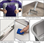 Stainless Steel Cat Litter Box with Lid,XL Extra Large Litter Box | Metal litter box for Big Cats with High Sided,2Pack,Non-Sticky,Easy Cleaning, Include Litter Mat & Scoop,23x14.6x9.9in