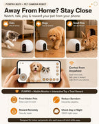 Pet Camera Robot with Treat Dispenser & Laser, Moving Cat Robot Camera for Dogs and Cats with Two-Way Audio, App Remote Control, Auto Recharge, Night Vision