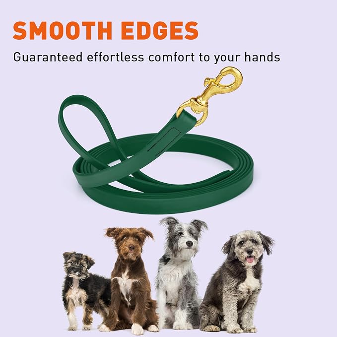 Viper Biothane K9 Working Dog Leash Waterproof Lead for Tracking Training Schutzhund Odor-Proof Long Line with Solid Brass Snap for Puppy Medium and Large Dogs, 20ft Hunter Green