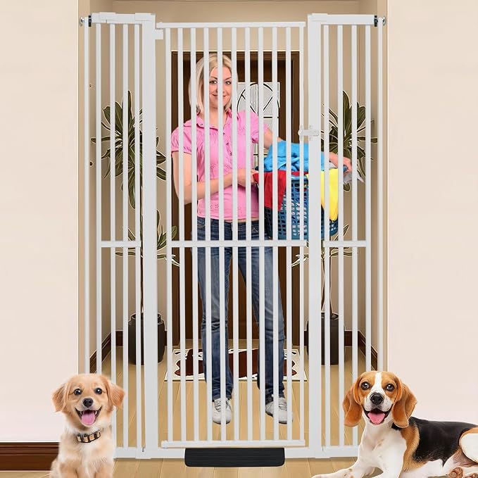 SHYUJAJIE 71 Inch Extra Tall Pet Gate for Cats | 29.92"-48" Adjustable Wide Dog Gates,Pressure Mounted Walk Through Tall Pets Gate for Doorways,Hallway,Stairs,Black