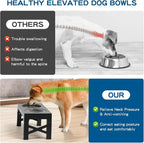 3-in-1 Elevated Slow Feeder Dog Bowls for Food and Water, 5 Heights Adjustable Raised Dog Bowls, Non-Slip, No Spill, for Small Medium Large Dogs and Cats(Grey)