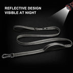 Twoear 6FT 1IN Heavy Duty Dog Leash for Large Dogs with 2 Padded Handles | Traffic Handle Extra Control, Auto Lock Hook, Strong Reflective Walking Leash for Night Safety, Medium and Large Breeds,Grey