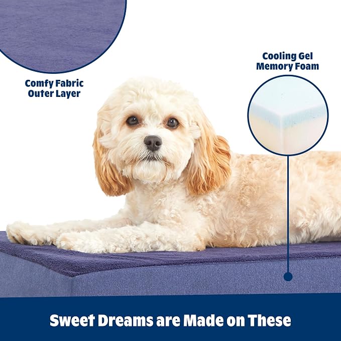 BarkBox Orthopedic Dog Bed - Small | with Memory Foam - Comfortable, Durable & Machine Washable Pet Bed - Navy