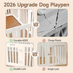 EVERFRONT Dog Playpen with Door - Dog Pen Indoor - Easy Assemble Dog Play Pen - Puppy Playpen, Cat Playpen, Small Animal Playpen, Dog Play Pen Indoors (White, 24", 8 Panels)
