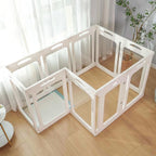 Clear Dog Playpen Extension Panel Set with 1 Door & 1 Side Panel, Height 24 inch, White