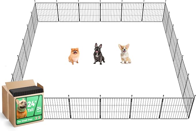 FXW MiniPaws Dog Playpen, Indoor, Yard & RV Camping, 24" H, 24 Panels | Portable, Expandable Layout, Tool-Free Setup, For Puppies & Small Dogs