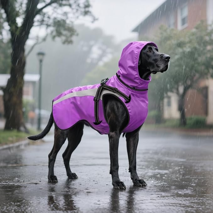 Dog Raincoat Waterproof Raincoats for Dog Reflective Dogs Rain Jackets with Hood Hoodie Pet Rain Poncho Coat for Small Medium Large Dogs Puppies S-XXL (Purple, S)