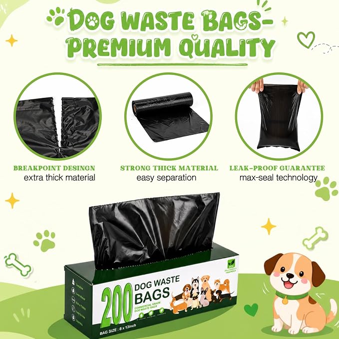 Sherr 25 Boxed Rolls 5000 Counts Dog Poop Bags Bulk Leak Proof Dog Doggy Poop Pet Waste Station Refill Roll Bags for Puppy Pets Outdoor Walking and Travel