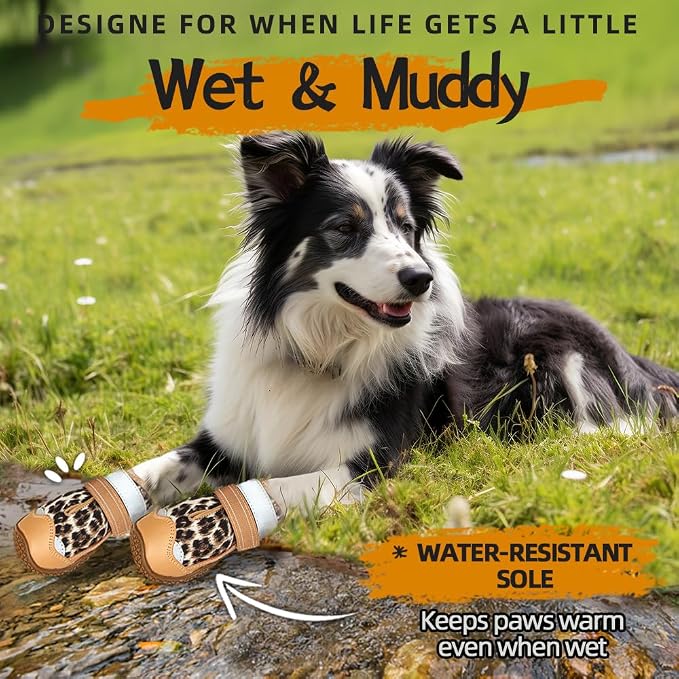 Dog Boots for Large Dogs, Medium Dog Boots & Paw Protectors for Hardwood Floors, Outdoor Dog Booties for Hot Pavement Winter Snow Hiking, Dog Shoes with Reflective Strips