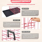 FDW Dog Crate for Large Dogs 42 Inch Folding Metal WirePet Cage Double Door W/Divider Panel Indoor Outdoor Kennel Leak-Proof Plastic Tray,Pink